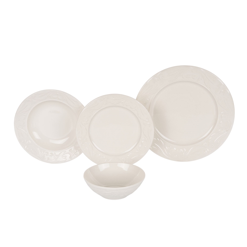 Juego de vajilla de 24 piezas crema/cerámica