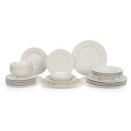 Juego de vajilla de 24 piezas crema/cerámica