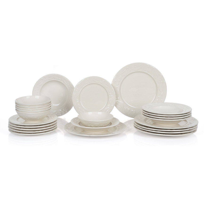 Juego de vajilla de 24 piezas crema/cerámica