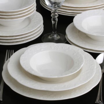 Juego de vajilla de 24 piezas, crema/porcelana
