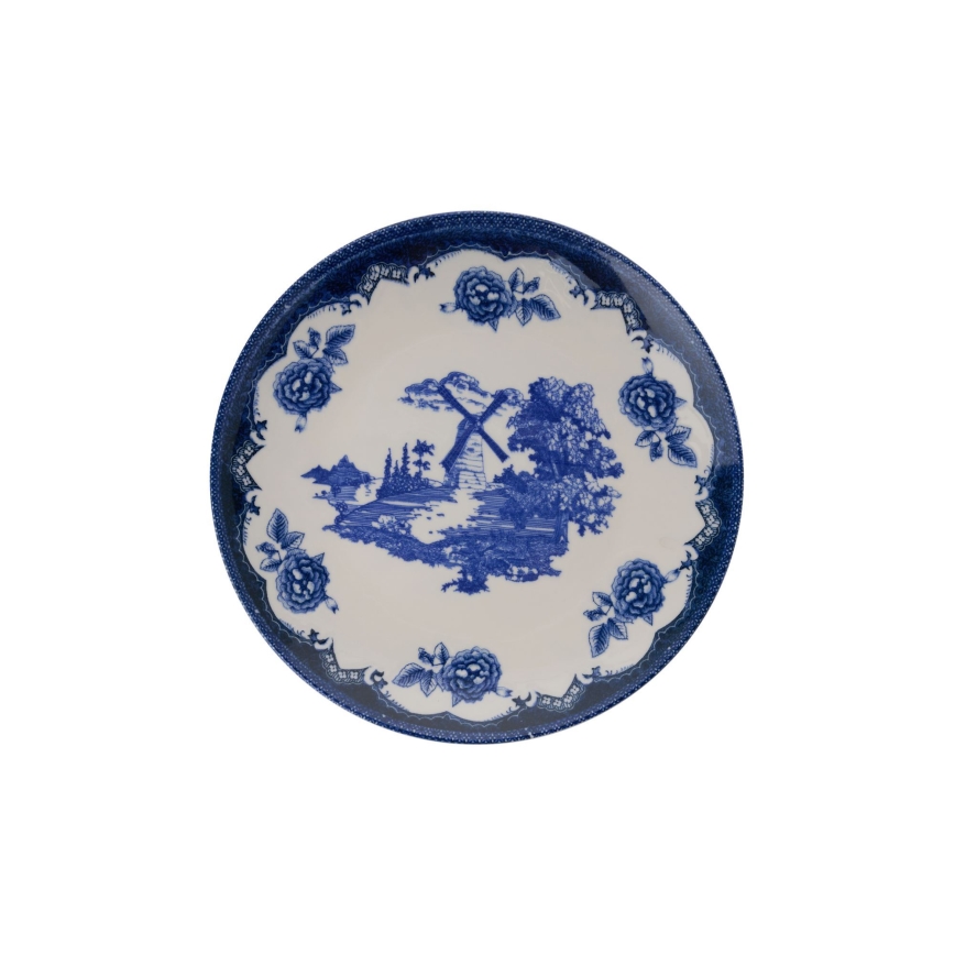 Juego de vajilla de 24 piezas en porcelana, azul y blanco