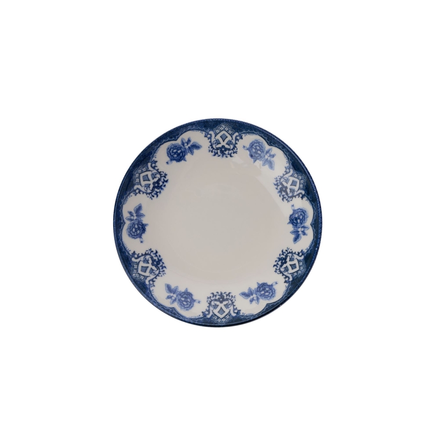 Juego de vajilla de 24 piezas en porcelana, azul y blanco