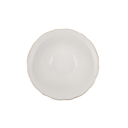 Juego de vajilla de 24 piezas en porcelana blanca con detalles dorados