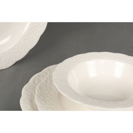 Juego de vajilla de 24 piezas en porcelana blanca