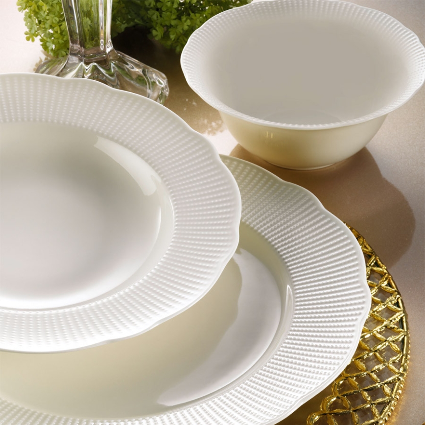 Juego de vajilla de 24 piezas en porcelana blanca