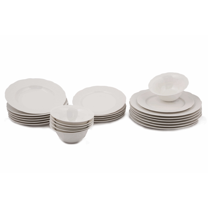 Juego de vajilla de 24 piezas en porcelana blanca