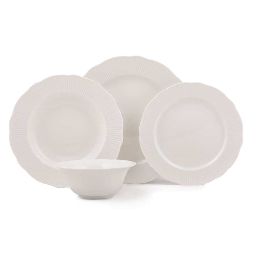Juego de vajilla de 24 piezas en porcelana blanca