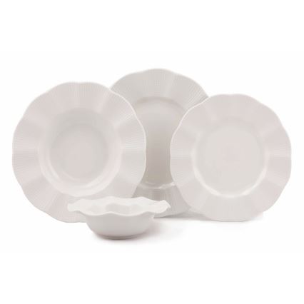 Juego de vajilla de 24 piezas en porcelana blanca