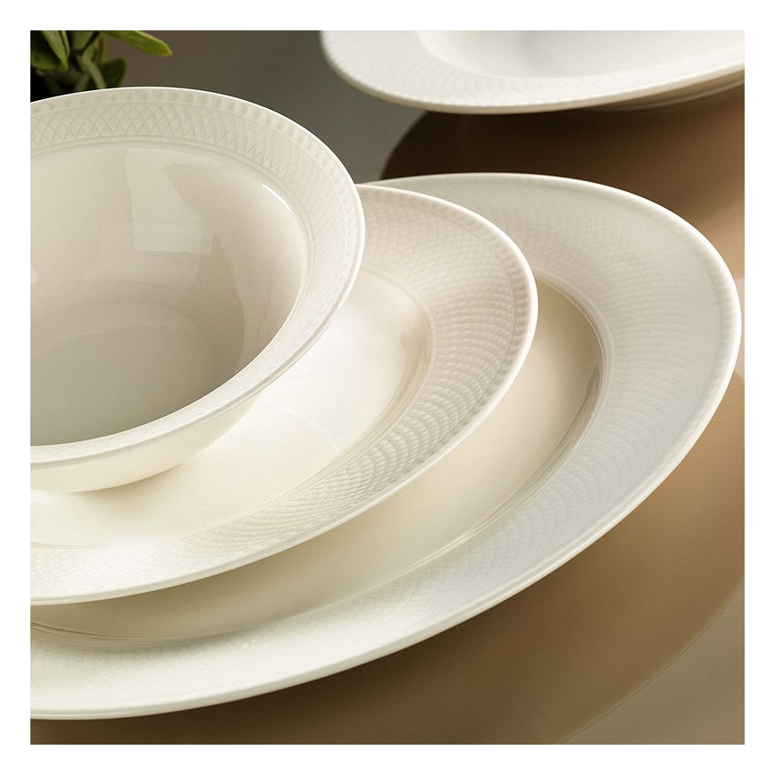 Juego de vajilla de 24 piezas en porcelana blanca