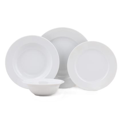 Juego de vajilla de 24 piezas en porcelana blanca