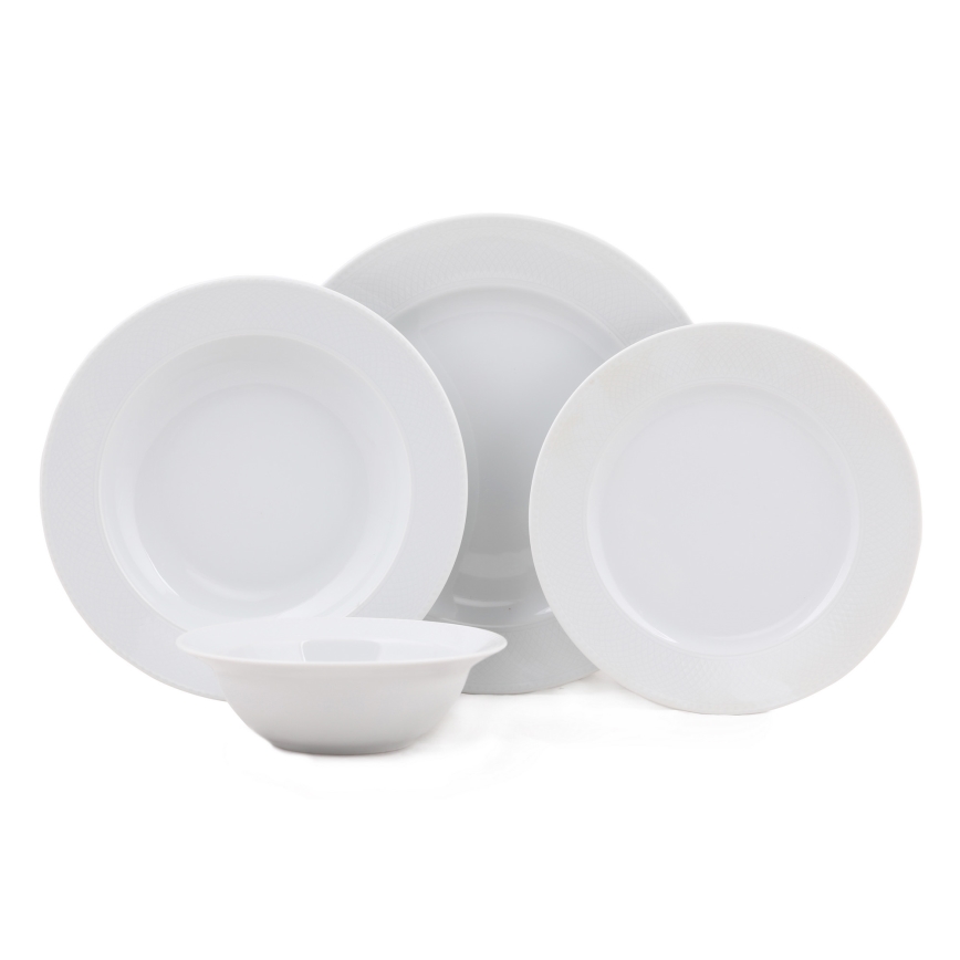Juego de vajilla de 24 piezas en porcelana blanca