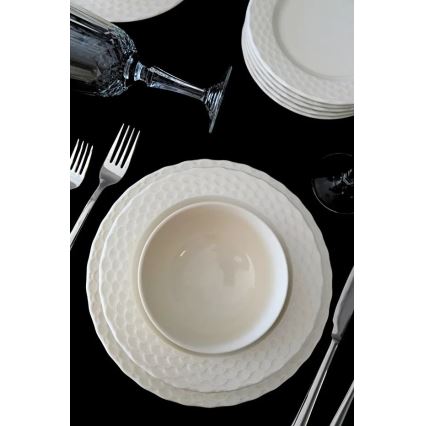 Juego de vajilla de 24 piezas en porcelana blanca