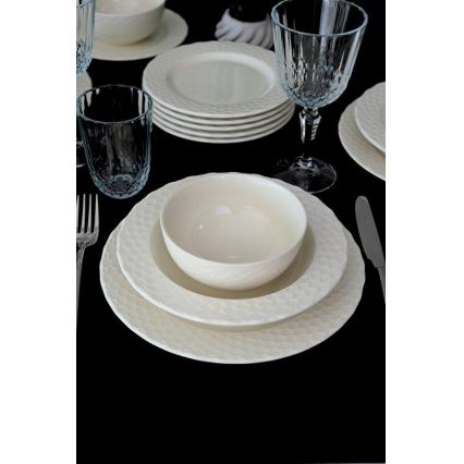 Juego de vajilla de 24 piezas en porcelana blanca