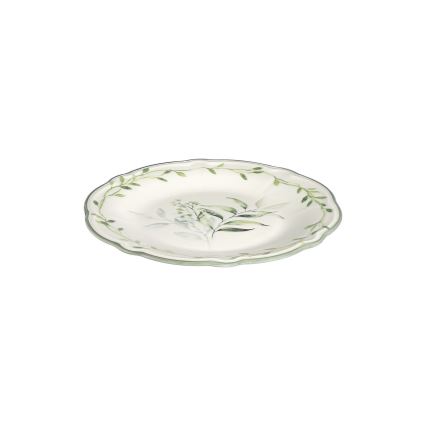 Juego de vajilla de 24 piezas en porcelana, blanco y verde