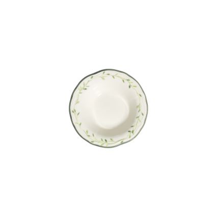 Juego de vajilla de 24 piezas en porcelana, blanco y verde