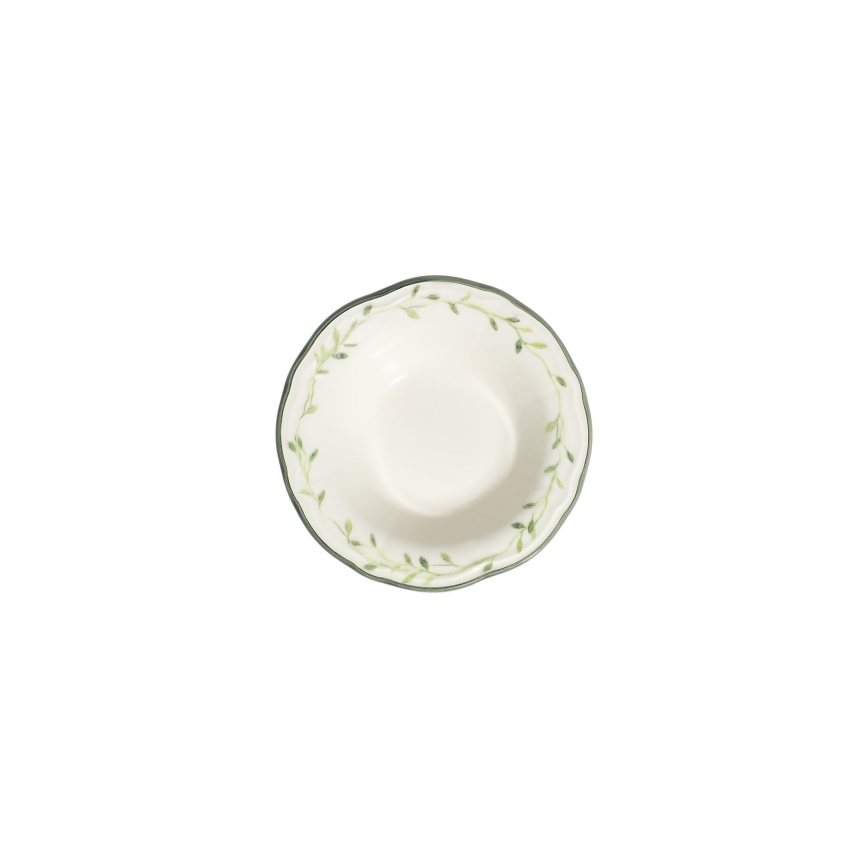 Juego de vajilla de 24 piezas en porcelana, blanco y verde