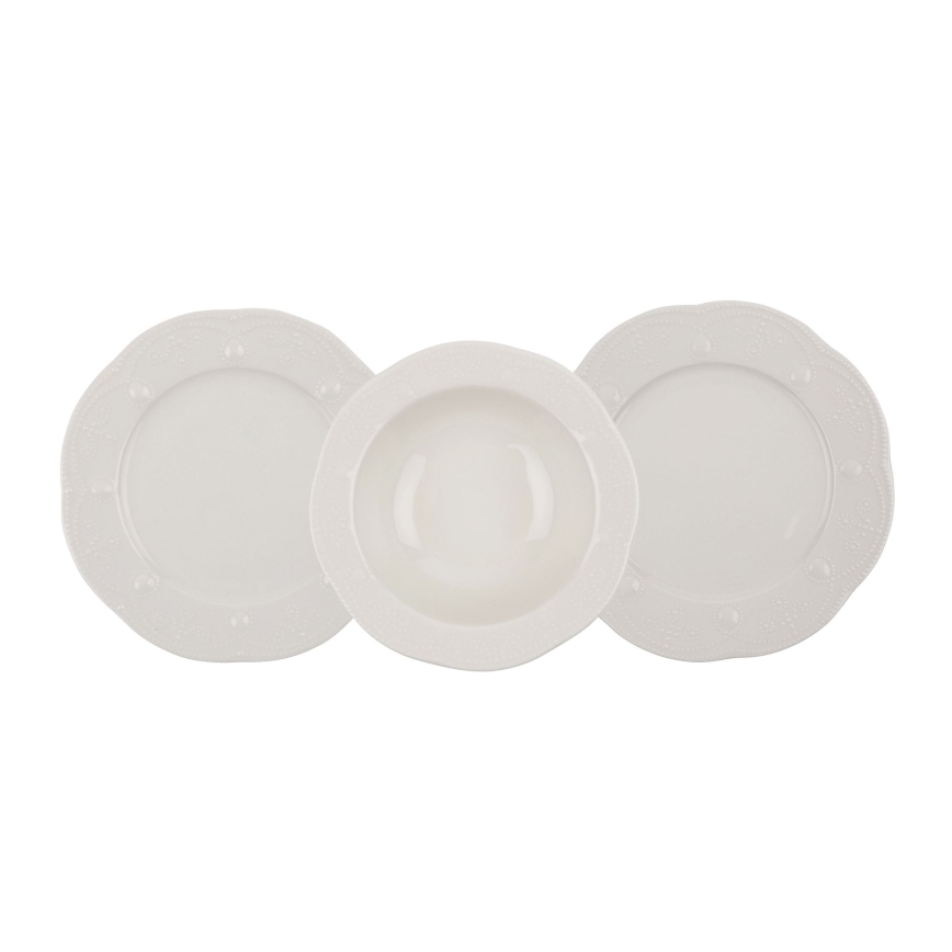 Juego de vajilla de 24 piezas en porcelana, color crema