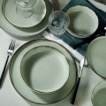 Juego de vajilla de 24 piezas en porcelana, color verde