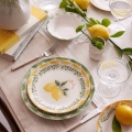Juego de vajilla de 24 piezas, en porcelana, colores: amarillo/blanco/verde