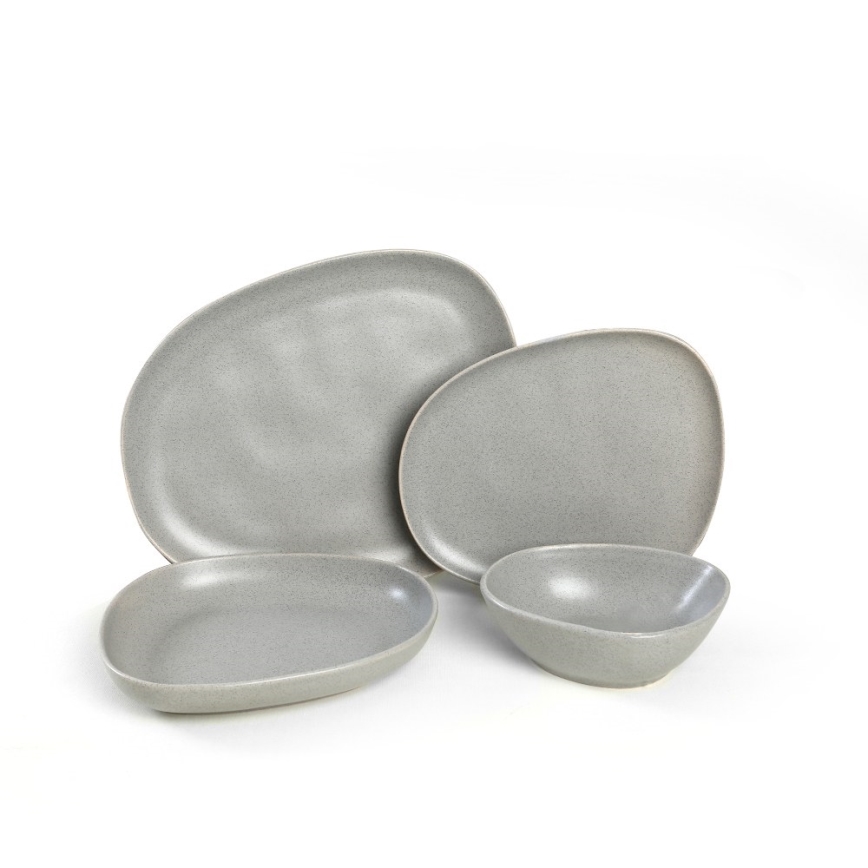 Juego de vajilla de 24 piezas, gris/gres