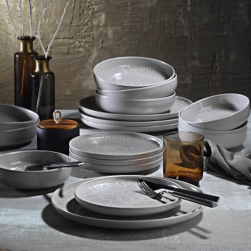 Juego de vajilla de 24 piezas gris/porcelana