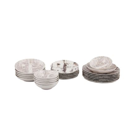 Juego de vajilla de 24 piezas marrón/blanco/porcelana