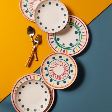 Juego de vajilla de 24 piezas, multicolor/porcelana