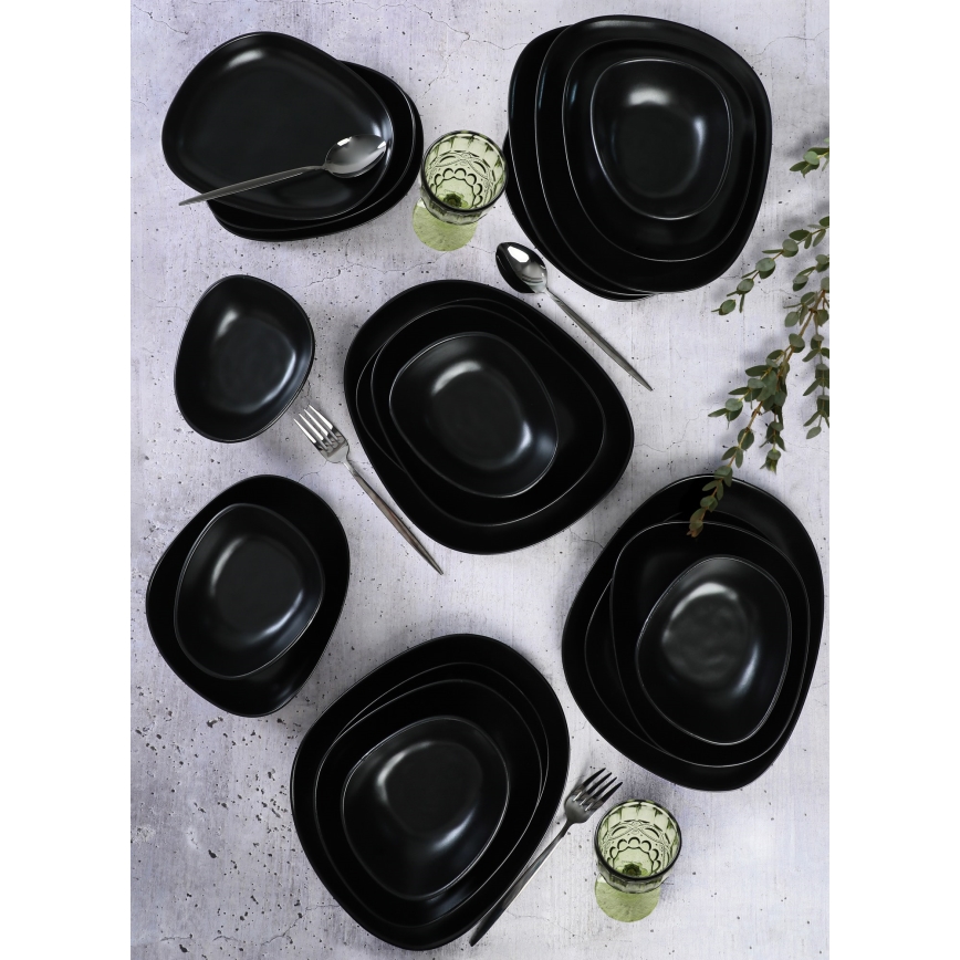 Juego de vajilla de 24 piezas, negro/gres