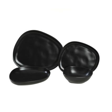 Juego de vajilla de 24 piezas, negro/gres