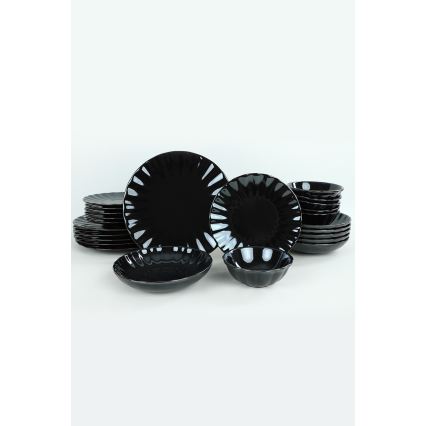 Juego de vajilla de 24 piezas, negro/gres
