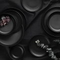Juego de vajilla de 24 piezas, negro/porcelana