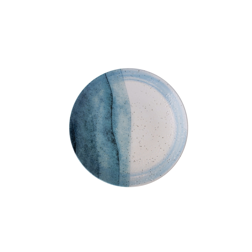 Juego de vajilla de 24 piezas, porcelana, azul/crema
