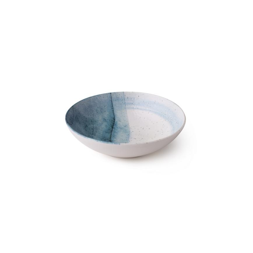 Juego de vajilla de 24 piezas, porcelana, azul/crema