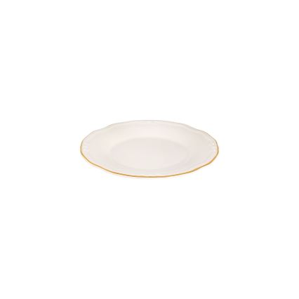 Juego de vajilla de 24 piezas: porcelana blanca con detalles dorados