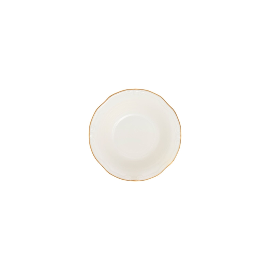 Juego de vajilla de 24 piezas: porcelana blanca con detalles dorados