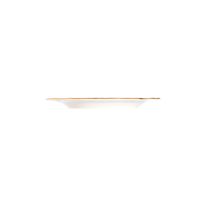 Juego de vajilla de 24 piezas: porcelana blanca con detalles dorados