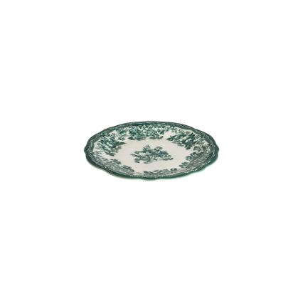 Juego de vajilla de 24 piezas, porcelana blanca con detalles en verde