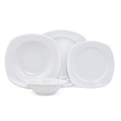 Juego de vajilla de 24 piezas, porcelana blanca