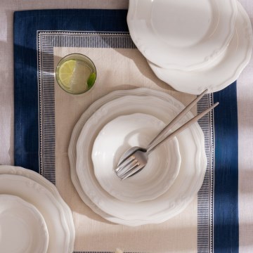 Juego de vajilla de 24 piezas, porcelana blanca
