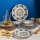 Juego de vajilla de 24 piezas, porcelana, blanco/azul/amarillo