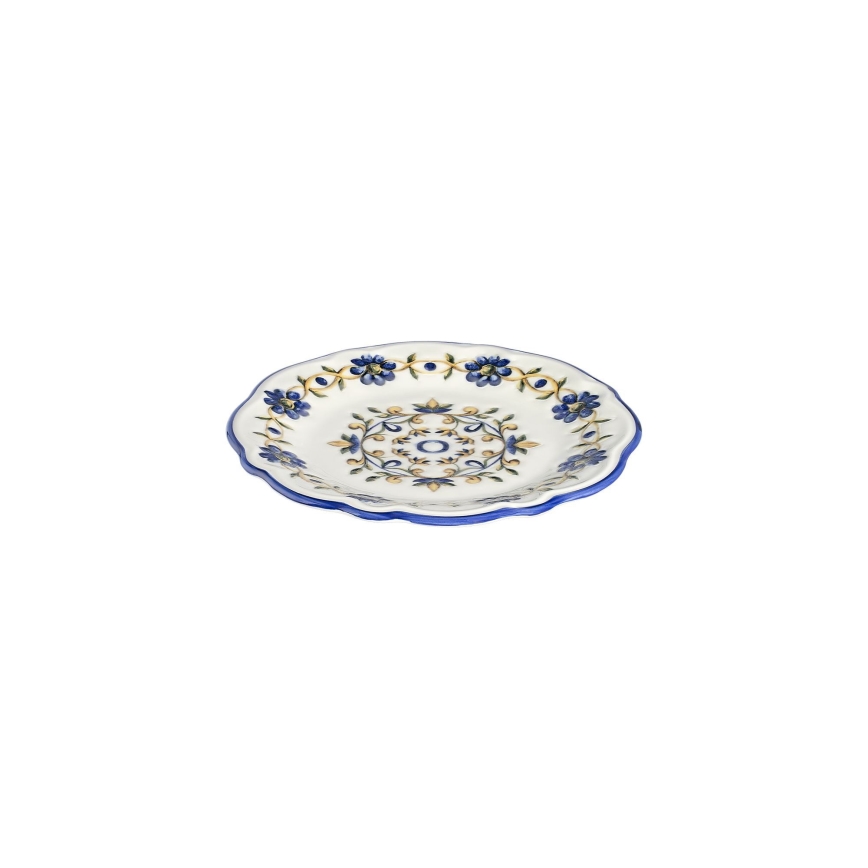Juego de vajilla de 24 piezas, porcelana, blanco/azul/amarillo