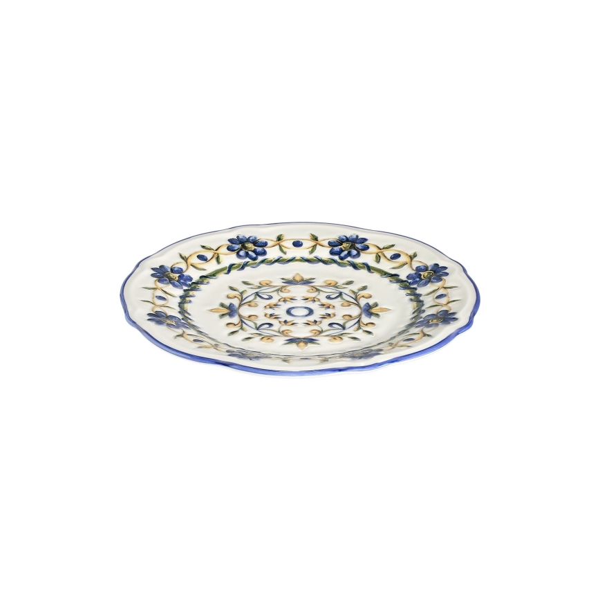 Juego de vajilla de 24 piezas, porcelana, blanco/azul/amarillo