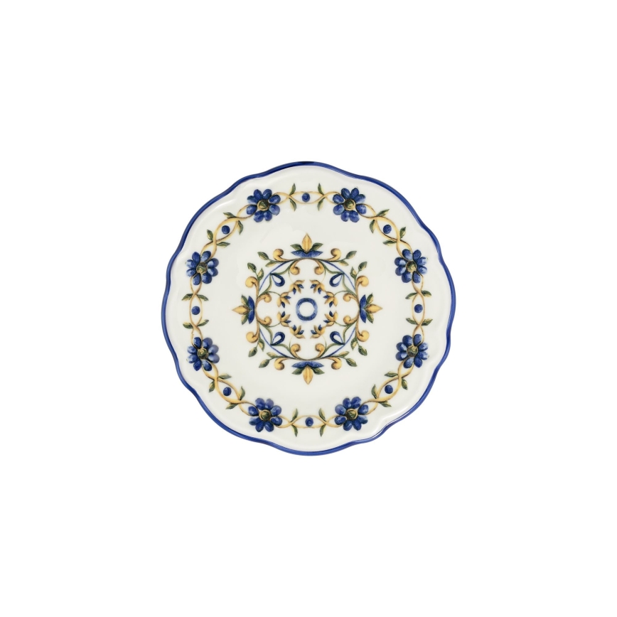 Juego de vajilla de 24 piezas, porcelana, blanco/azul/amarillo