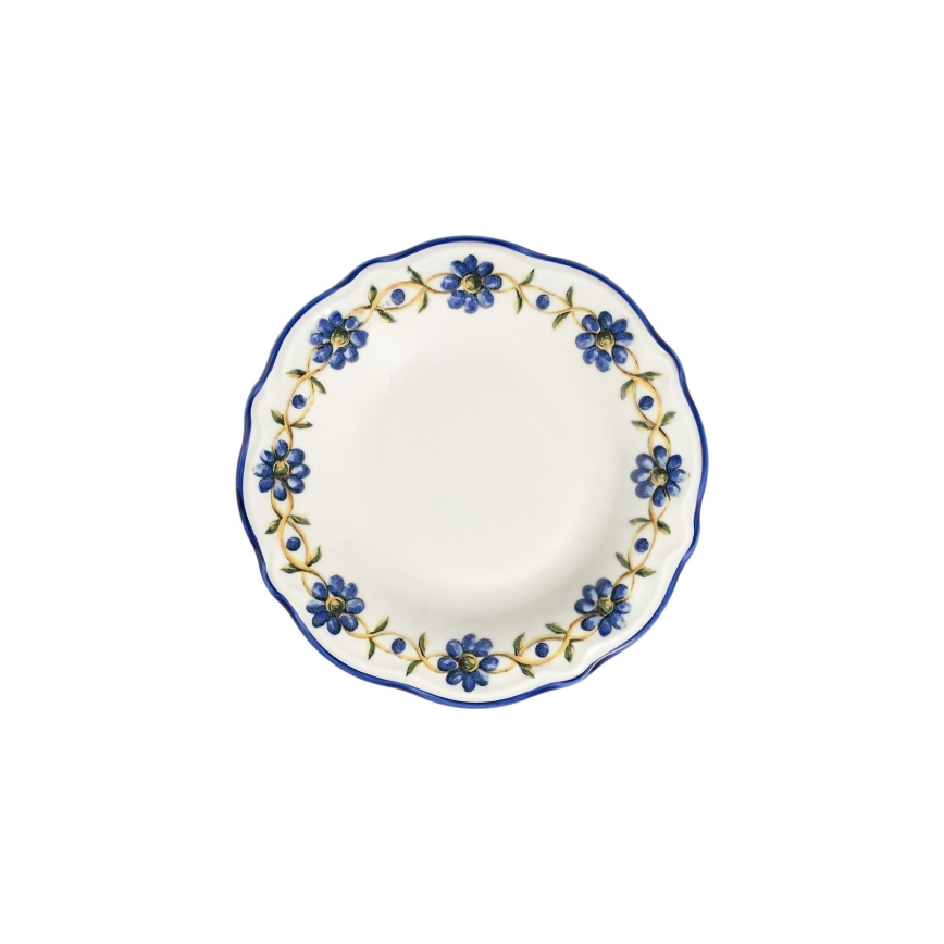 Juego de vajilla de 24 piezas, porcelana, blanco/azul/amarillo
