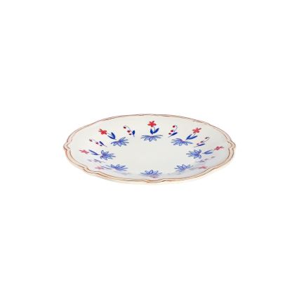 Juego de vajilla de 24 piezas, porcelana, blanco/azul/rojo