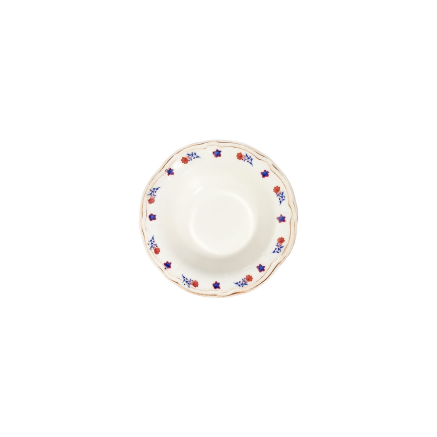 Juego de vajilla de 24 piezas, porcelana, blanco/azul/rojo