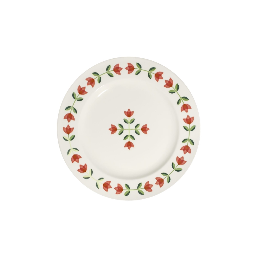 Juego de vajilla de 24 piezas, porcelana, blanco/rojo/verde
