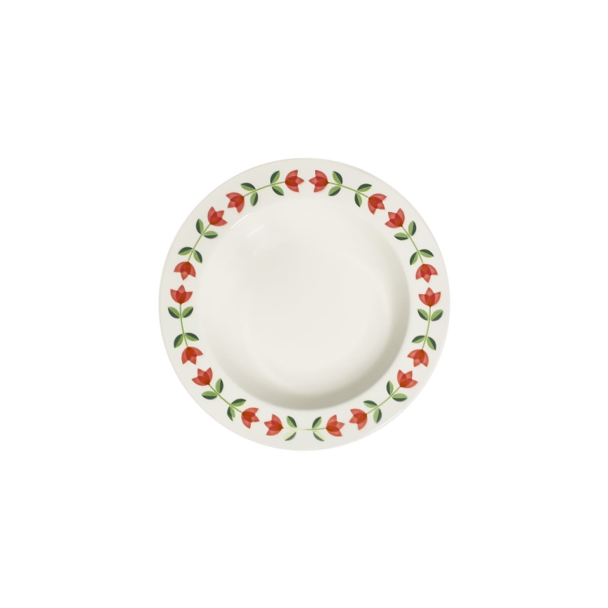 Juego de vajilla de 24 piezas, porcelana, blanco/rojo/verde