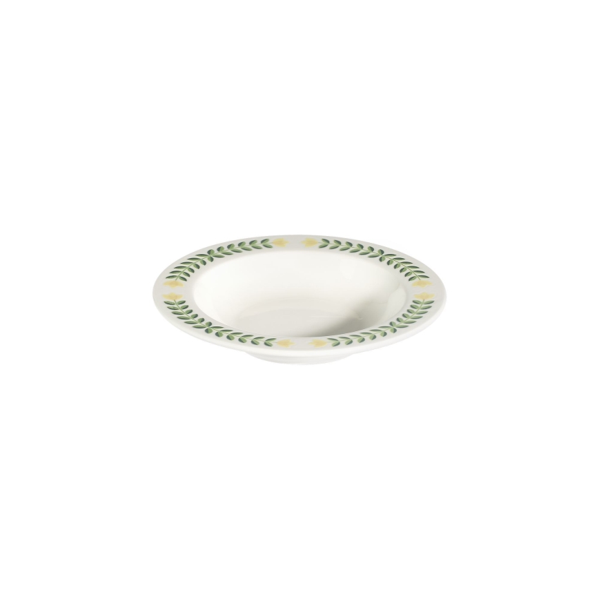 Juego de vajilla de 24 piezas, porcelana, blanco/verde/amarillo