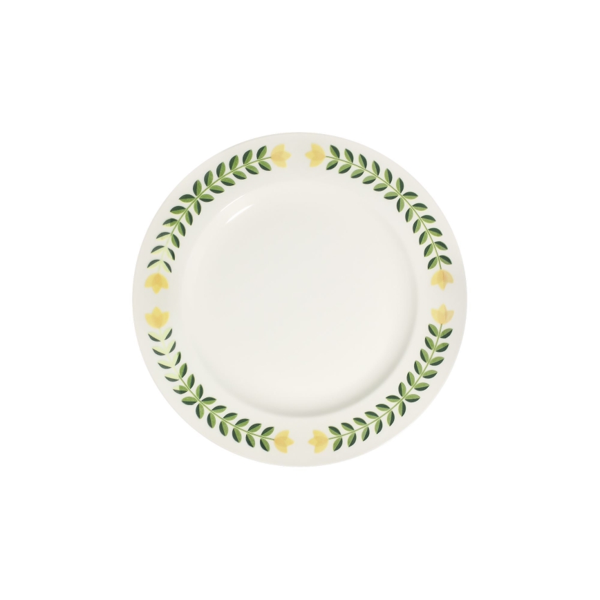 Juego de vajilla de 24 piezas, porcelana, blanco/verde/amarillo